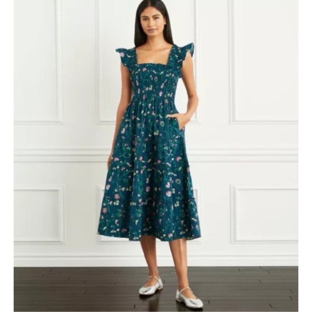 Hill House Home The Ellie Nap Dress Moody Floral Green Size Small NWOT